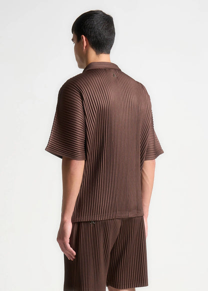 Pleated Shirt - Coffee